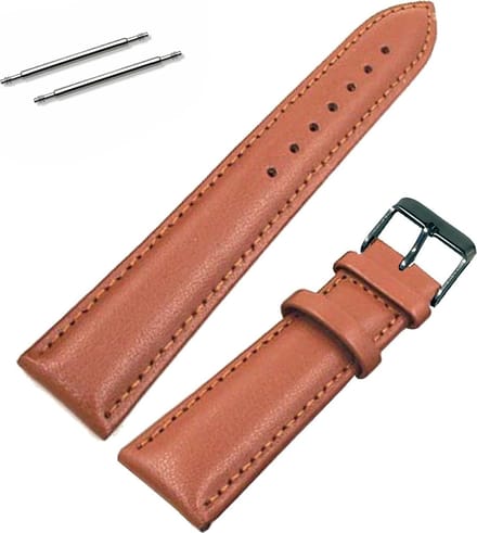 Fako® - Horlogebandje - Echt Leer - Soft - 18mm - Lichtbruin