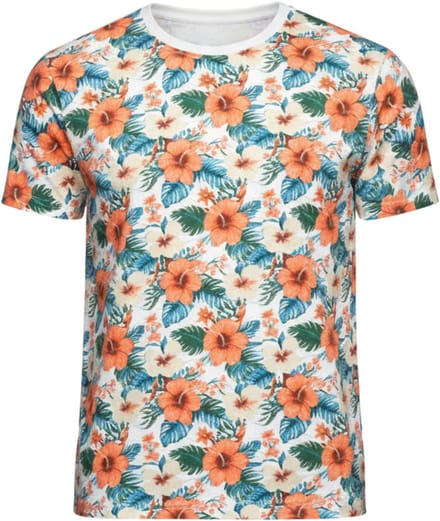 OMBRE T-shirt - Katoen - Korte Mouw - Gebloemd Gebroken Wit S