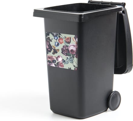 Container sticker Bloemen - Roze - Groen - 40x40 cm - Kliko sticker