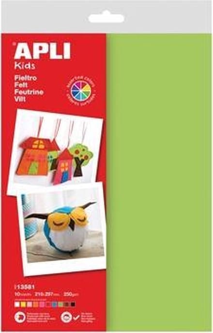 Apli Kids Vilt vellen A4 10 kleuren - 10 vel