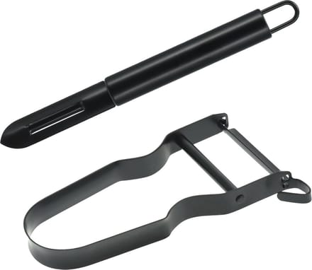 Schil/aardappelschilmes/dunschiller - set van 2 - zwart - RVS - 20 en 11 cm