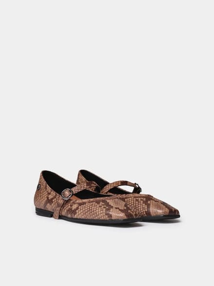 Dames Mary Janes van leer met slangenprint | MARIAN-PI