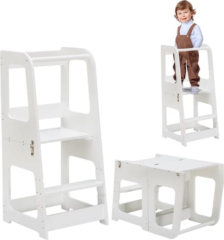 White-Label Leertoren - Keukenhulp - Learning Tower - Veilig - Wit