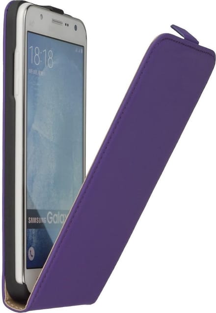 Paars premium leder flipcase Samsung Galaxy J7 hoesje