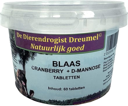 Blaas Cranberry D-Mannose Tabletten - Dierendrogist - Ondersteuning Urinewegen - 60 tbl