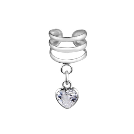 Zilveren ear cuff - hartjeshanger - 925 zilver - 19 mm