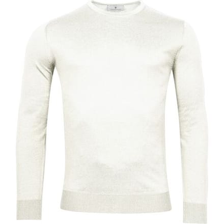 Thomas Maine Trui Ronde Hals Single Knit Merino Wool Ecru / male