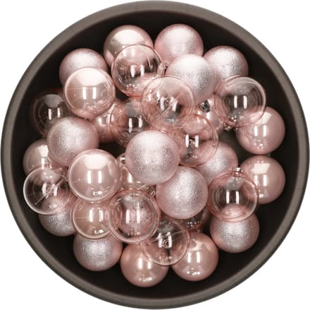Decoris kerstballen - 25x stuks - 6 cm -kunststof - lichtroze