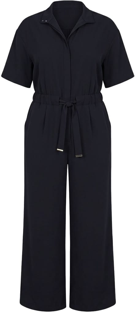 Studio Untold - Dames - Jumpsuit oversized opstaande kraag rits - Zwart - Maat 54+