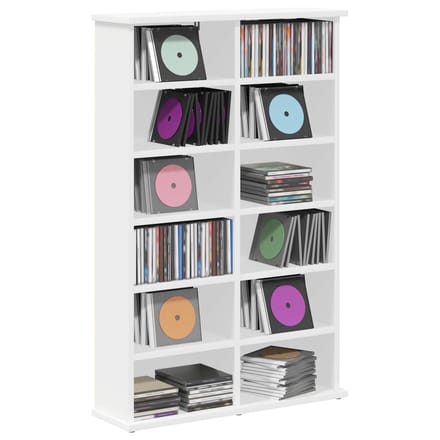 vidaXL - CD - Kast - Wit - 60 - x - 17 - x - 92 - cm - Bewerkt - hout