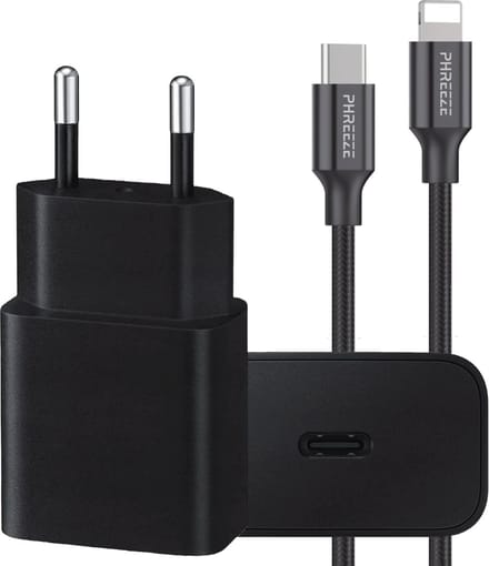 Snellader geschikt voor iPhone 14/13/12/11/X, iPad Air/2017/2018 - Lightning naar usb-C - Oplader 20w - 2 Meter