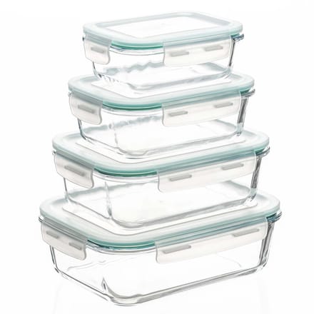 Springos Vershoudbakjes - Vershoudscontainers - Voedselopbergcontainers - 4 stuks - Glas - Transparant