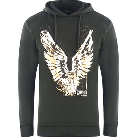 Cavalli Class Gouden Arend Logo Zwarte Hoodie