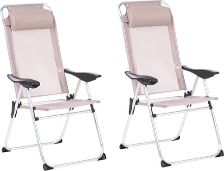 ASINE - Tuinstoel set van 2 - Beige - Aluminium