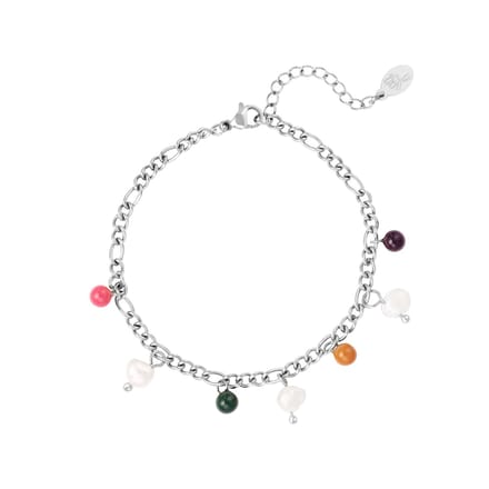 Armband gekleurde bedels - Yehwang - Armband - One size - Zilver