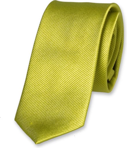 E.L. Cravatte Smalle Stropdas - Lime - 100% Zijde