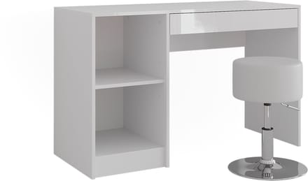 Vicco Sherry Kaptafel – 119.8 cm met kruk Wit/wit hoogglans