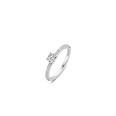 TI SENTO Dames Ring - 925 zilver - Zirconia wit - Maat 17.25 mm / maat 54 - 12109ZI