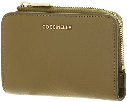 COCCINELLE Leren portemonnee Metallic Soft Wallet Seagrass kaki