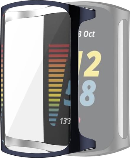 Screenprotector watch case - hoesje - geschikt voor Fitbit Charge 5 - donkerblauw