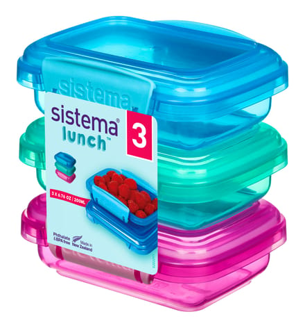 Sistema Trends Lunch set van 3 voorraaddoosjes 200ml (4 ass.)
