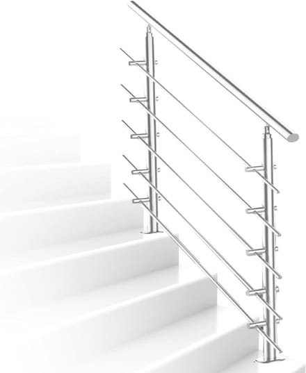 Roestvrijstalen Leuning - Trapleuning Balkon - Veiligheid Buiten - Instelbare Hoek - 150 cm Lengte - Zilverkleurig
