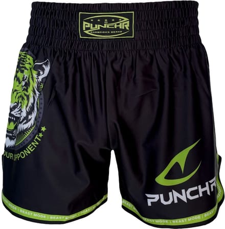 PunchR™ Dominate Tiger Muay Thai Fight Short Zwart Groen - XL