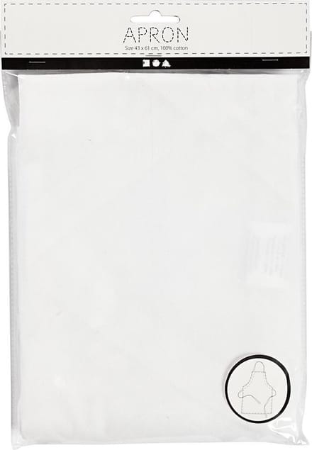Schort, L: 61 cm, B: 43 cm, afm 4-6 jaar, 210 gr, wit, 1 stuk