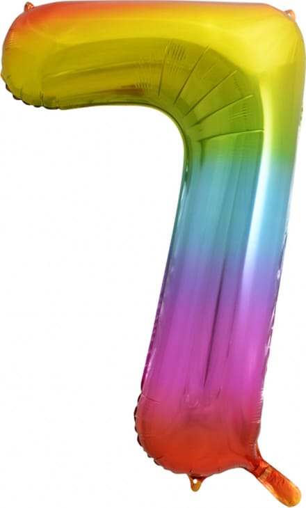 Folie Ballon Cijfer 7 Regenboog XL 86 cm