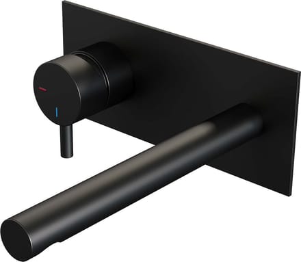 Brauer Black Edition inbouw wastafelmengkraan met rechte uitloop en afdekplaat model B2 mat zwart