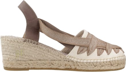 Dames espadrille van ruw katoen met sleehak en linten | TRACY-CZ