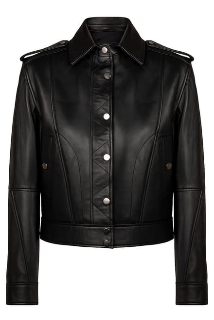 Felix Hardy Korte / Crop Leren Jas Dames Zwart - M