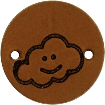 Durable Leren Label met Wolkopdruk – 2 cm – Set van 2 Stuks