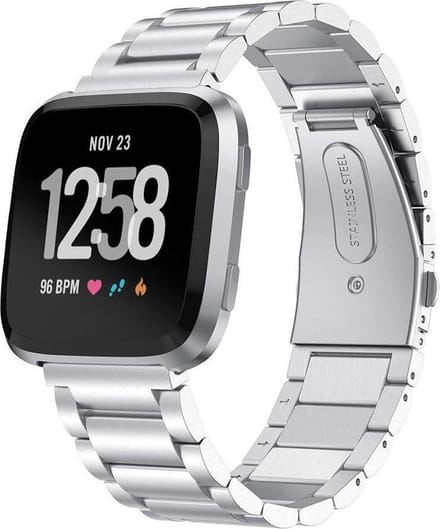 DrPhone Fitbit Versa /Versa 2/ LITE/ SE Roestvrij Metalen Stalen Armband - RVS - Zilver