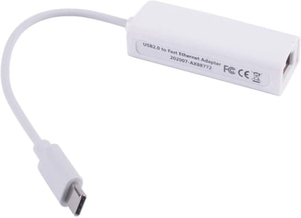 USB naar RJ45 LAN Ethernet Adapter Type C 10/100Mbps - Wit