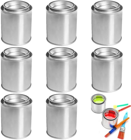 Dailygoods- Verfreservoir Duurzaam - Bewaarblik - Opbergblik met Deksel - Metaal - Compact - 8 x 100 ml