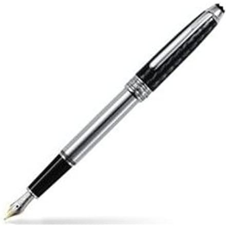Montblanc vulpen, classique carbon steel, met carbon dop, 18 krt medium penpunt, kleur staal