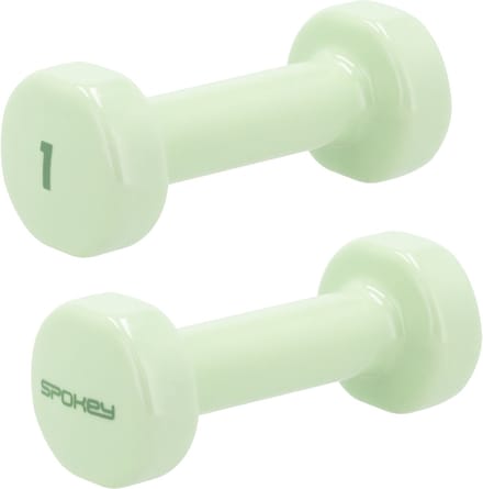 Spokey SHAPE Halterset - Groen - 2 x 1 kg - Gietijzer - Vinyl coating - Antislip grip