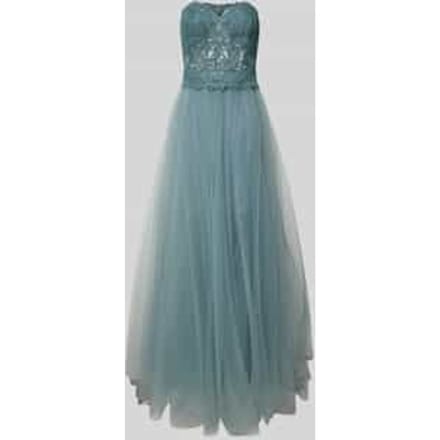 Off shoulder-avondjurk met kant en siersteentjes