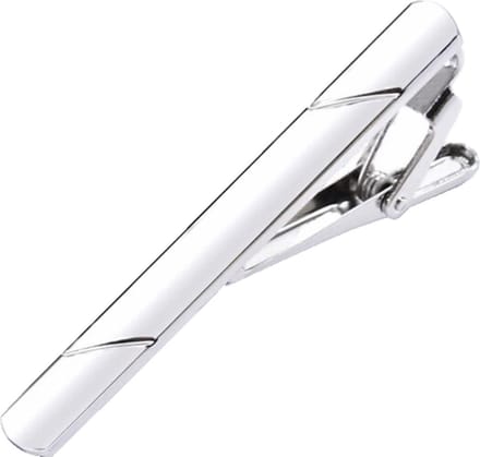 Fako Bijoux - Dasspeld - Stropdas Clip - Tie Clip - Deluxe - Double Stripe - Striped - 58mm - Zilverkleurig