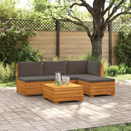 vidaXL - 5 - st - Buiten - bank - set - Massief - Acacia - Hout - Bruin