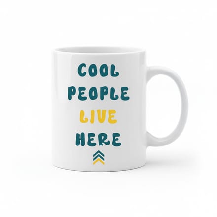 Positieve Tekst Mok 330 ml – “Cool People Live Here” Moderne Koffie- & Theemok Cadeau