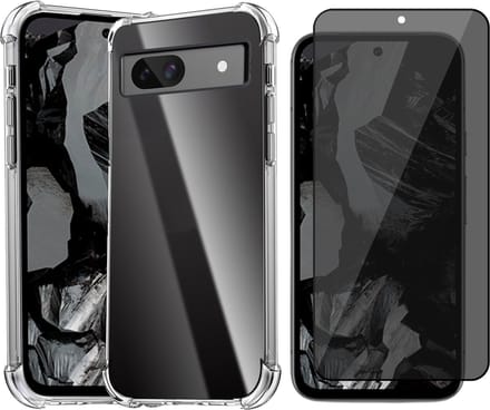 Hoesje geschikt voor Google Pixel 8a - Privacy Screenprotector Volledig Dekkend Glas - Shockproof Transparant