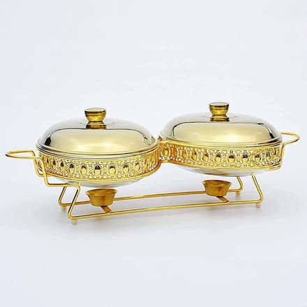 Stainless Steel Chafing Dish Buffet Set with Lid Warming Element for Parties, Kitchen, Banquet and Dinner, 1.5 l,Gold