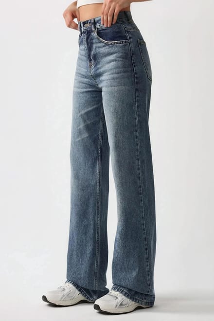 Normale Taille Rechte Pijpen Denim Jeans