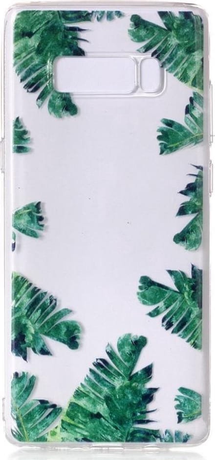 Shop4 - Geschikt voor Samsung Galaxy Note 8 Hoesje - Zachte Back Case Bladeren Transparant