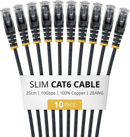 StarTech.com N6PAT25CMBKS10PK netwerkkabel Zwart 0,25 m Cat6 U/UTP (UTP)
