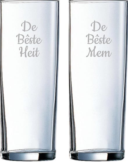 Gegraveerde longdrinkglas 31cl De Bêste Mem-De Bêste Heit