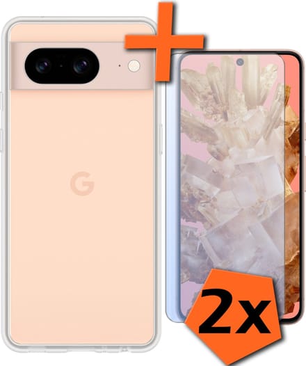 Hoes - Met 2x Screenprotector - Geschikt voor Google Pixel 8 - Sterk & Shockproof - Back Cover - Siliconen Case - Telefoon Hoes - Transparant