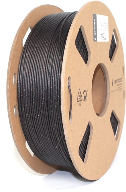 Gembird PLA-FL Filament - Zwarte glitter - 1.75mm ø - 1 kg